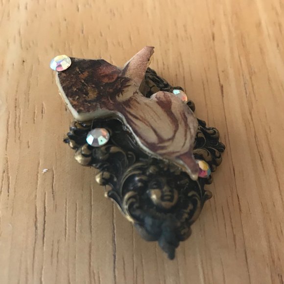 Victorian Angel Cherub Pin Brooch Handmade Vintage - Picture 3 of 8